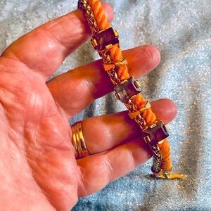 Vince Camuto Gold and Orange Bracelet with Purple Gemstone Accents